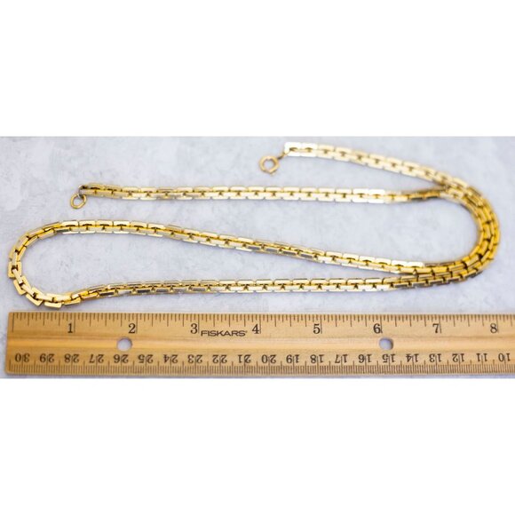 30 inch, Vintage Chain Link Geometric Gold Plated Necklace by Napier - CR1 - Picture 3 of 3